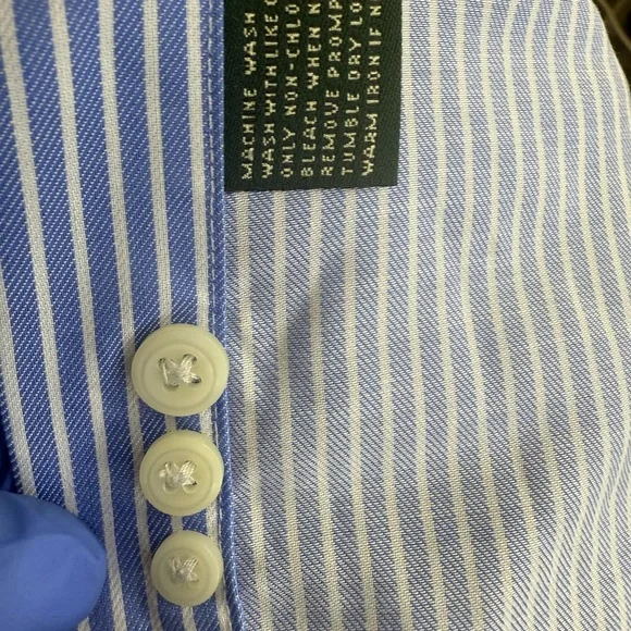 Lauren Ralph Lauren Men's Non-Iron Blue & White Striped Dress Shirt 100% Cotton - Picture 9 of 9